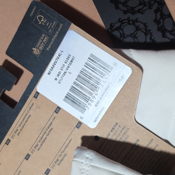 NWT north face women's large E-tip winter gloves cream black tan touchscreen - Picture 5 of 8